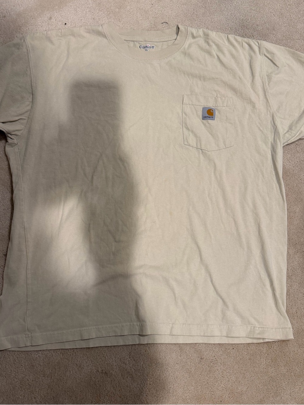 Carhartt XL Beige Crewneck T-Shirt with pocket - Picture 2 of 3